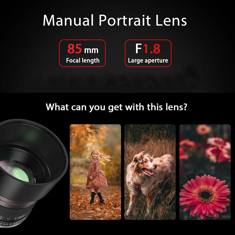 Obiettivo 85mm F1.8 Full Frame Per Nikon D3400 E Serie D – Teleobiettivo Manuale Per Ritratti Con Grande Apertura