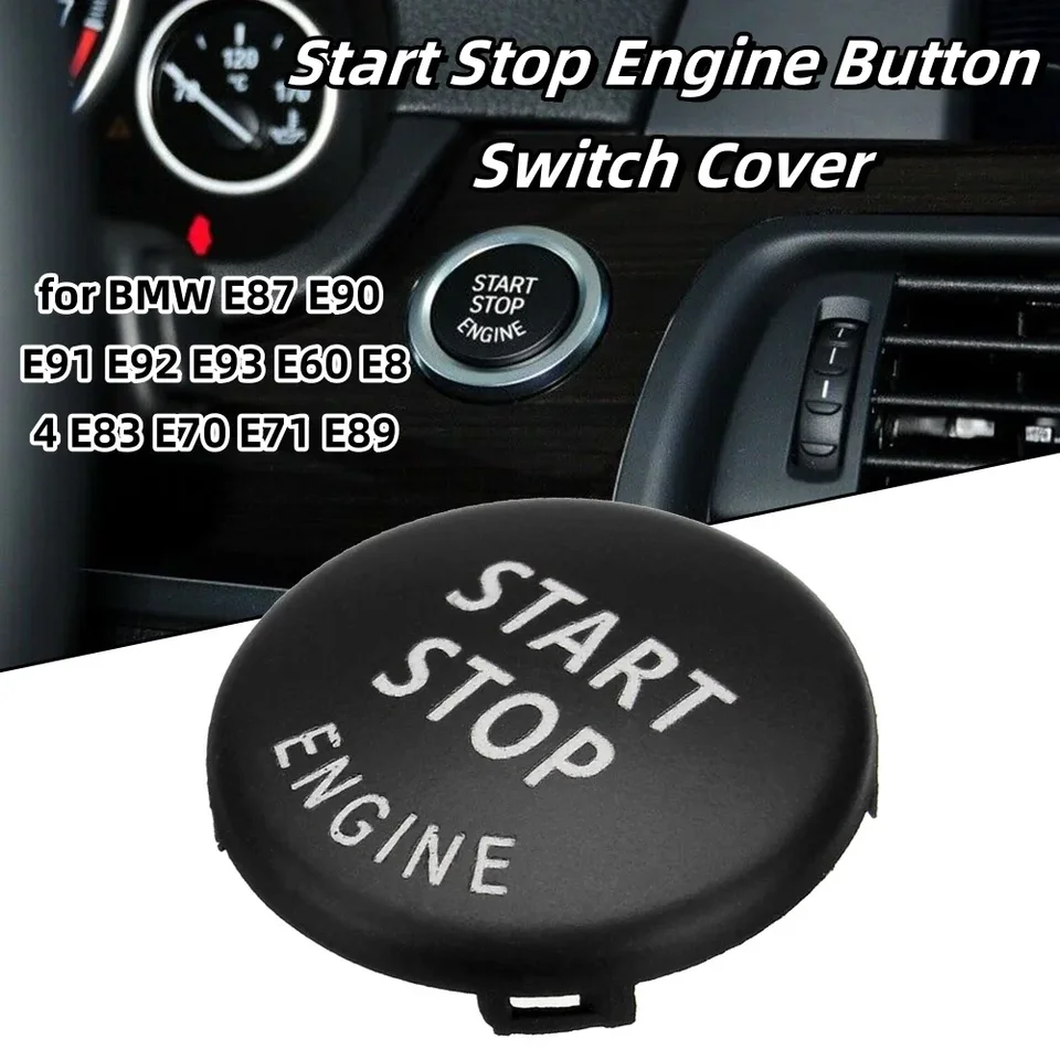 thumbnail image 2 of Partol Car Engine Start Stop Switch Button Cover For BMW E60 E70 E71 E72 E83 E84 E90 E91 E92 E93 3 5 Series Engine Switch Power Ignition Start Stop Button Replacement Black 2 of 14