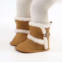 Baby Autumn Winter Boots Baby Girl Boys Winter Warm Shoes Solid Fashion Toddler Fuzzy Balls First Walkers Kid Shoes 0-18M 5