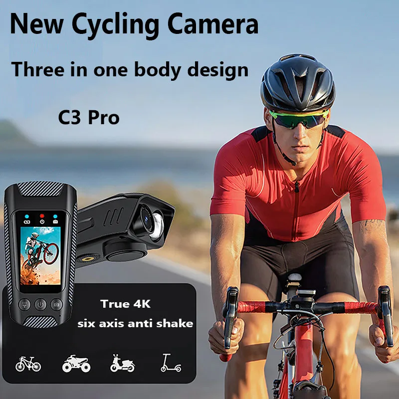4K HD 60FPS Action Camera Motorcycle Bike Helmet Camera Sports DV Video Recorder Car DVR Dash Cam for Bicycle Outdoor Use