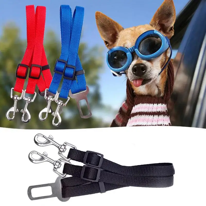 Adjustable Pet Cat Dog Car Seat Belt Pet Seat Vehicle Dog Harness Lead Clip Safety Lever Traction Collars for Travel Walking