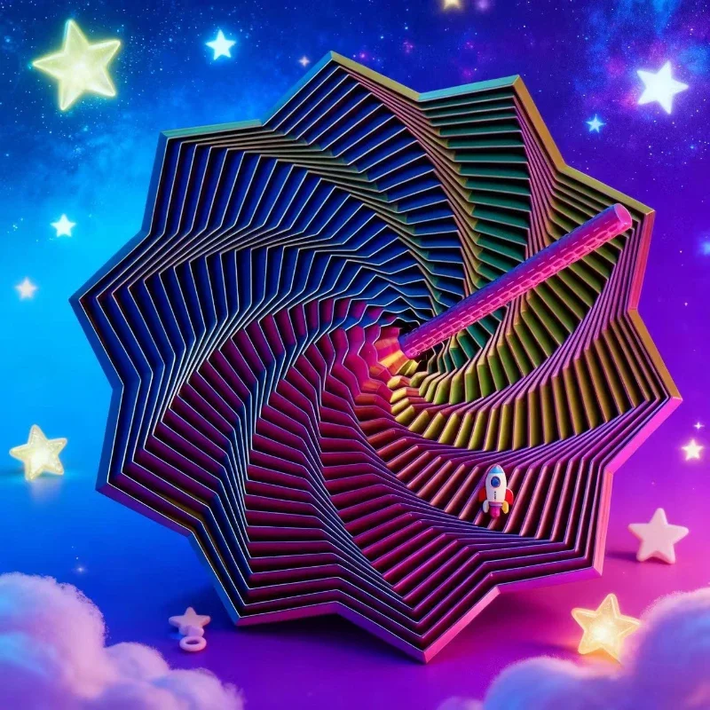 17.5x17.5x5.5CM Creative 3D Printed Little Star Decompression Toy Model Unisex Kids Ornament Star Illusion Polygonal Puzzle Toys