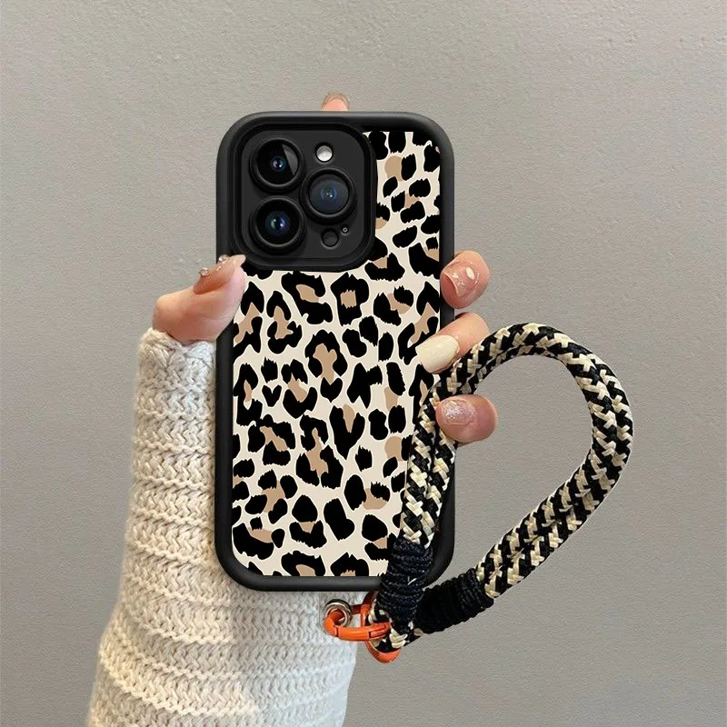 Leopard Print Lanyard Cord Phone Case Cover