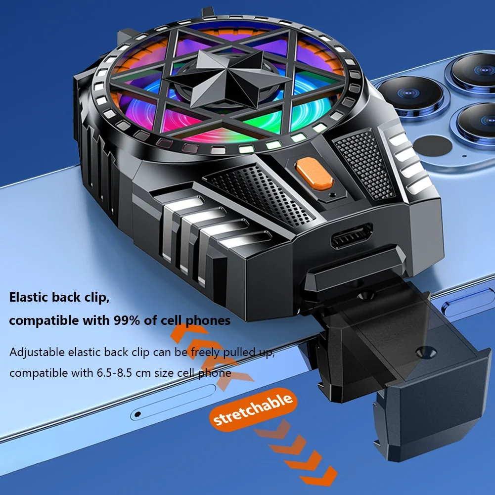 X112 Mobile Phone Game Cooler Back-Clip Fan Air-cooled Universal Radiator For PUBG Phone Ice Cooling with RGB Light 3 Gears