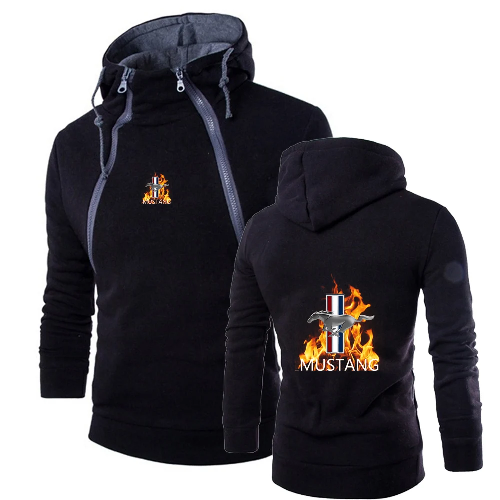 Mustang printed men's new spring and autumn hoodie pullover casual high-quality popular Harajuku style jacket.