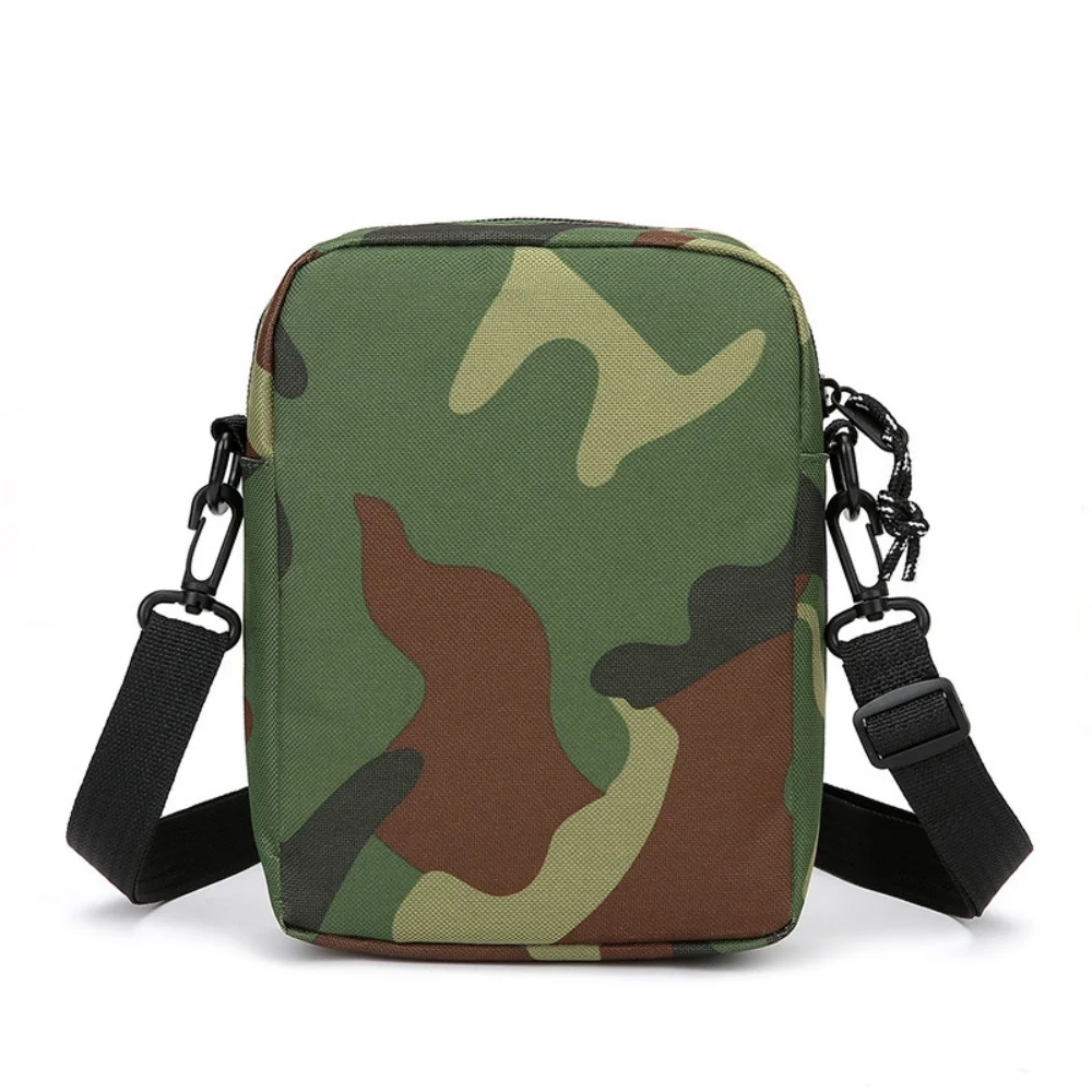 Men Shoulder Bag Small Square Nylon Camouflage Crossbody Bag Minimalist Design Lightweight Casual  Zipper Messenger Pouchv