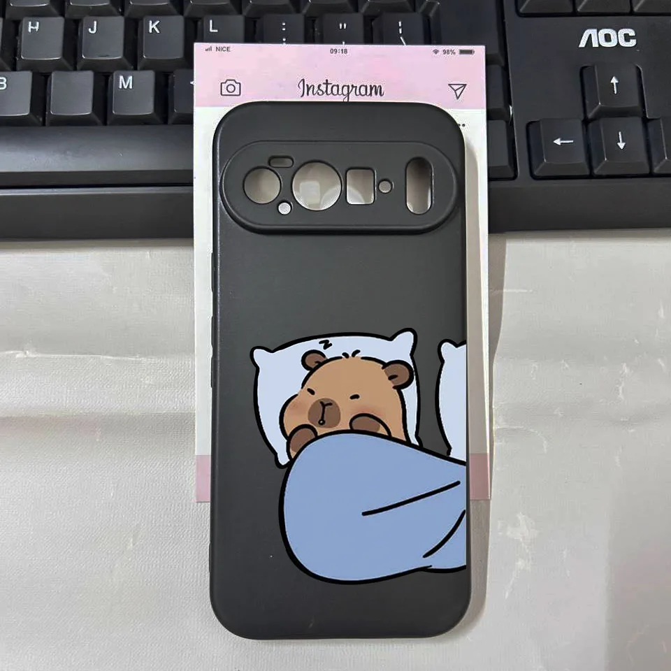 Capybara Couple Cartoon Clear Soft TPU Phone Case with Animal Pattern