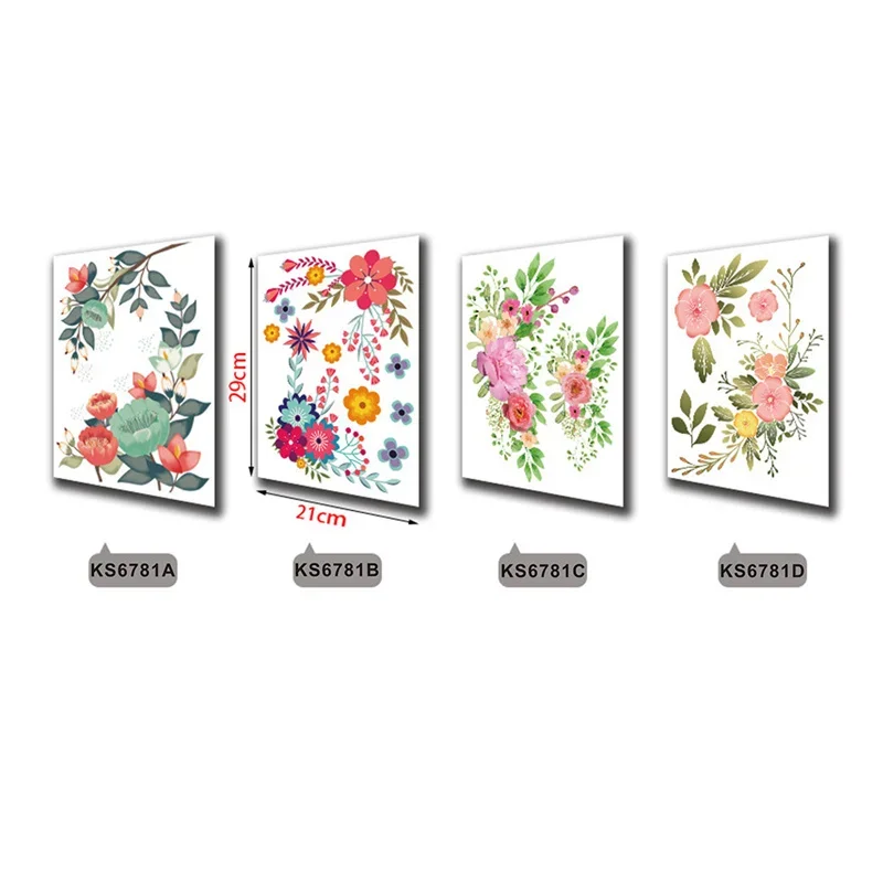 Ceative Floral Flower Toilet Stickers Mural Self-adhesive Removable Bathroom Decoration Sticker Cabinet Decors 1 Pc PVC Decal
