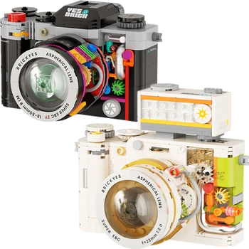 DIY Retro DSLR Camera Lens Flashlight Mechanical Universe Electrical Building Blocks Model Bricks Sets Toys