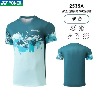 YONEX New Badminton Competition Uniforms Men's Women's And Kids Fly-sleeved Tops Quick-drying Breathable Short-sleeved T-shirts 2