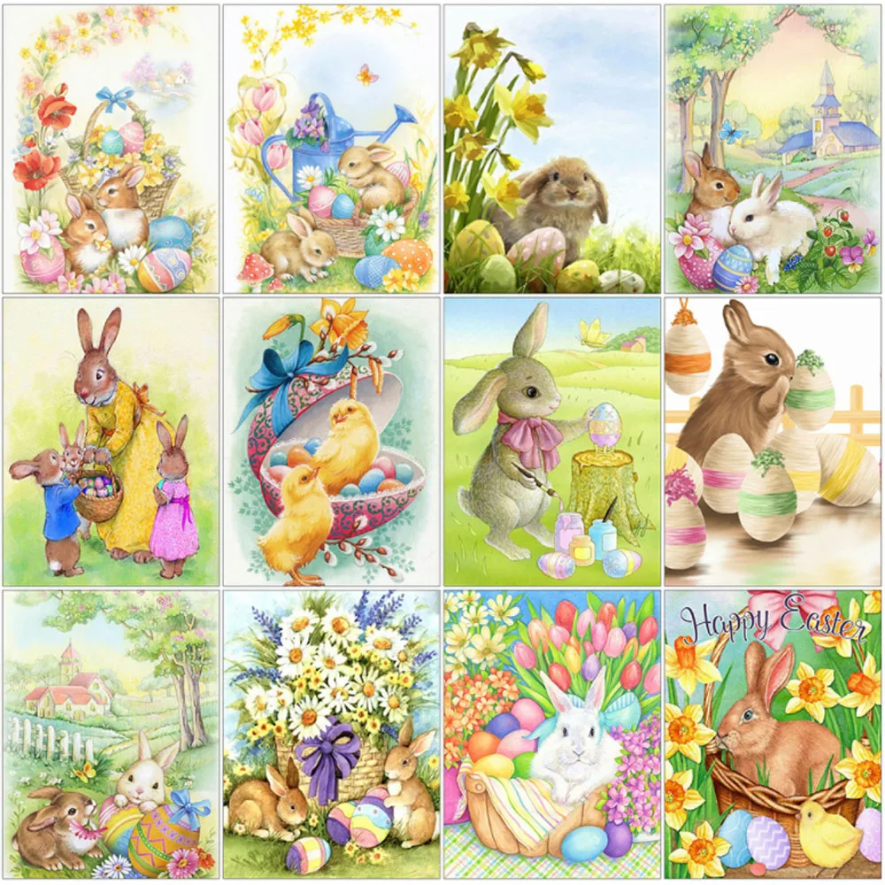 Happy Easter DIY 5D Easter Diamond Painting Crafts Cross Stitch