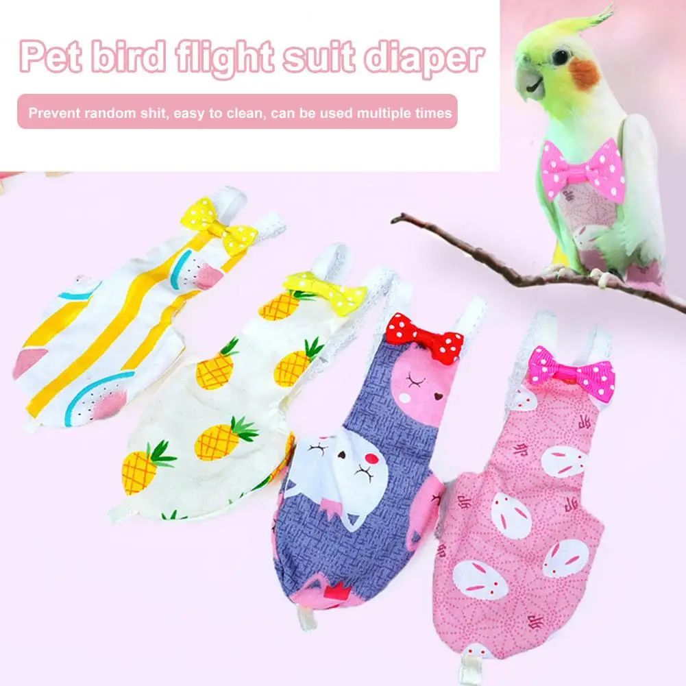 Bird Accessories Beautiful Bowknot Parrot Costume Elastic Shoulder Strap Parrot Costume Soft Diapers Fastener Tape Bird