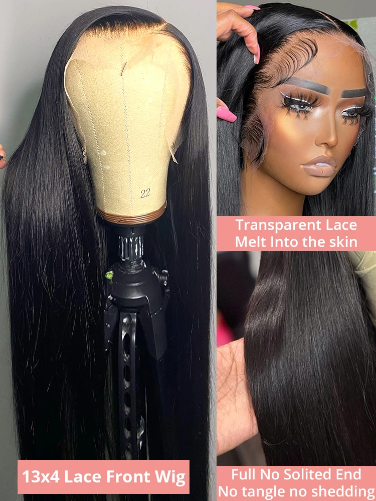 Straight 360 Full Lace Frontal Wig Human Hair Brazilian 4x4 13x4 Transparent Human Hair Lace Front Wigs For Women 38 40 46 Inch