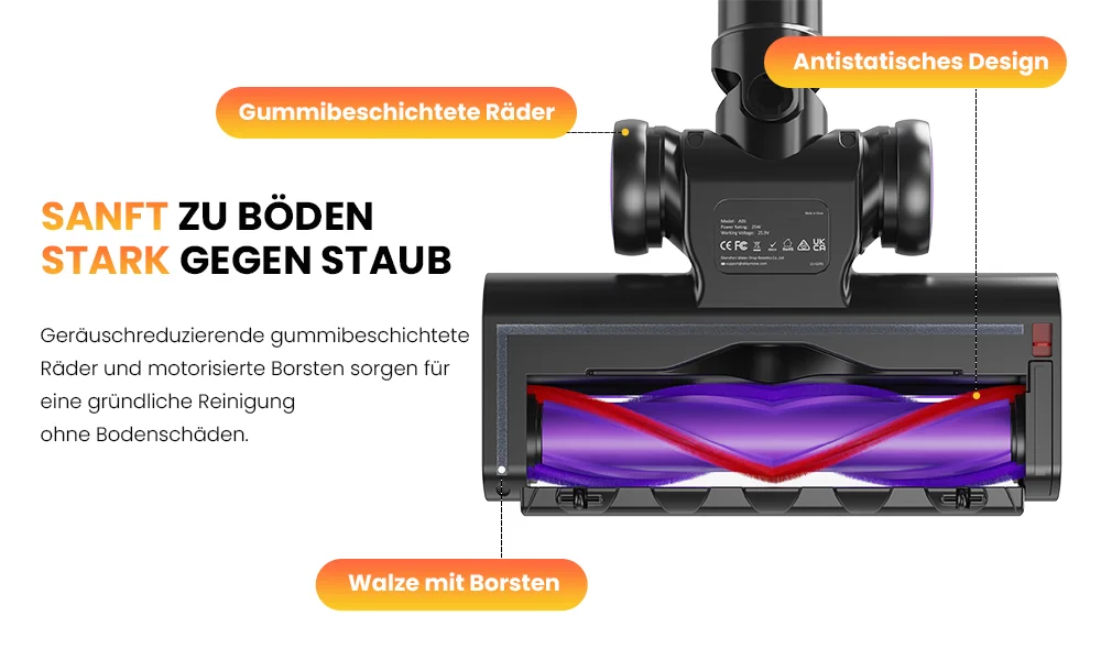 Erabros EV5 70KPA Ultra-Starker Kabelloser Staubsauger 550W 80 Minuten Laufzeit Drahtloser Staubsauger mit 4 Modi & Smart-Display – Detail 20
