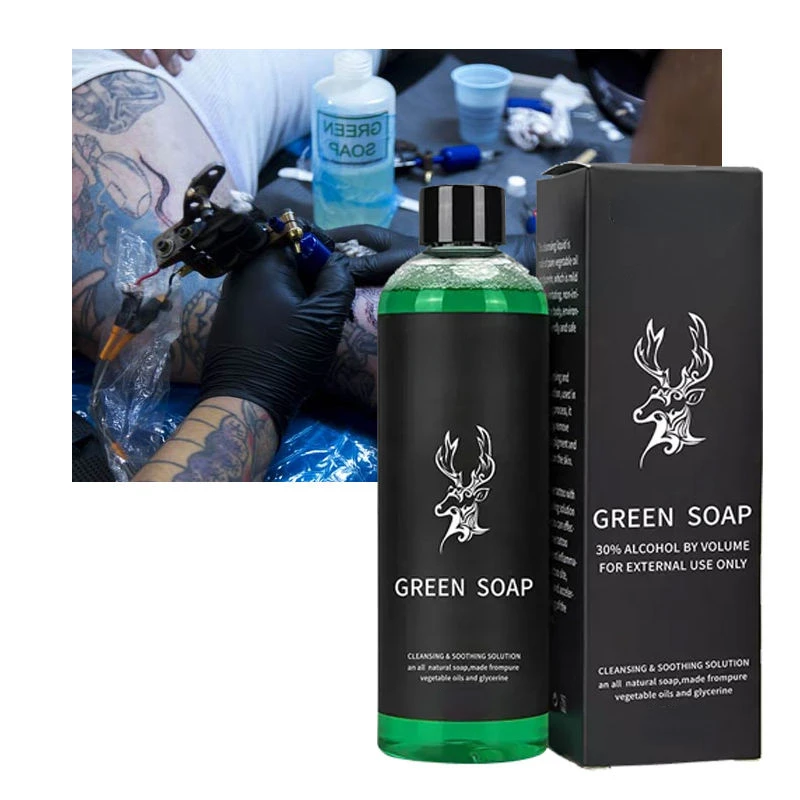 

MELAO Tattoo Cleaning Liquid Green Soap Soothing Solution Wound Relieve For Removal Of Dried Blood And Protein Soils From Skin