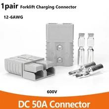

1 Pair Trailer Battery Power Quick Connector 50A/600V Charging Plug Kit Charging Connector Plug For 12-6AWGA Wire Diameter