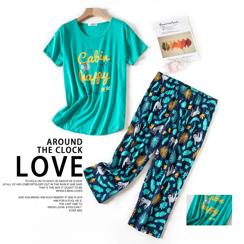 Summer Women Casual Loose Pajama Sets Ladies Soft Cotton Sleepwear Suit Women's Pijama Mujer Grande Oversize Home Clothes