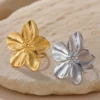Grands anneaux à fleurs en métal en acier inoxydable pour femmes, plaqué or, Vintage, ouvert, mode élégante, étanche, bijoux de doigt, cadeaux