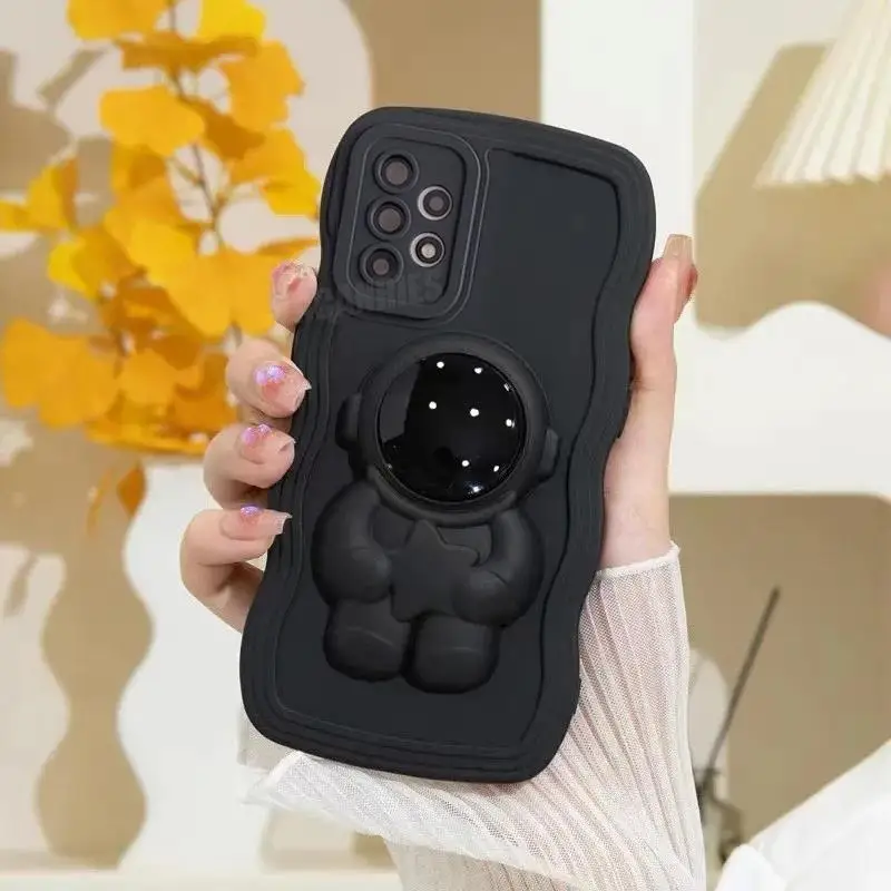thumbnail image 1 of A 53 52 23 Astronaut Holder Wavy Silicone Case For Samsung Galaxy A52 A53 A33 A23 A13 A73 A72 A32 4g 5g Stand Cover A54 A34 A14, 1 of 4