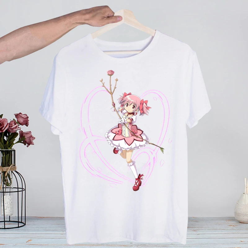 Retro Washed Madoka Magica Graphic Tee - Men’s Harajuku Streetwear