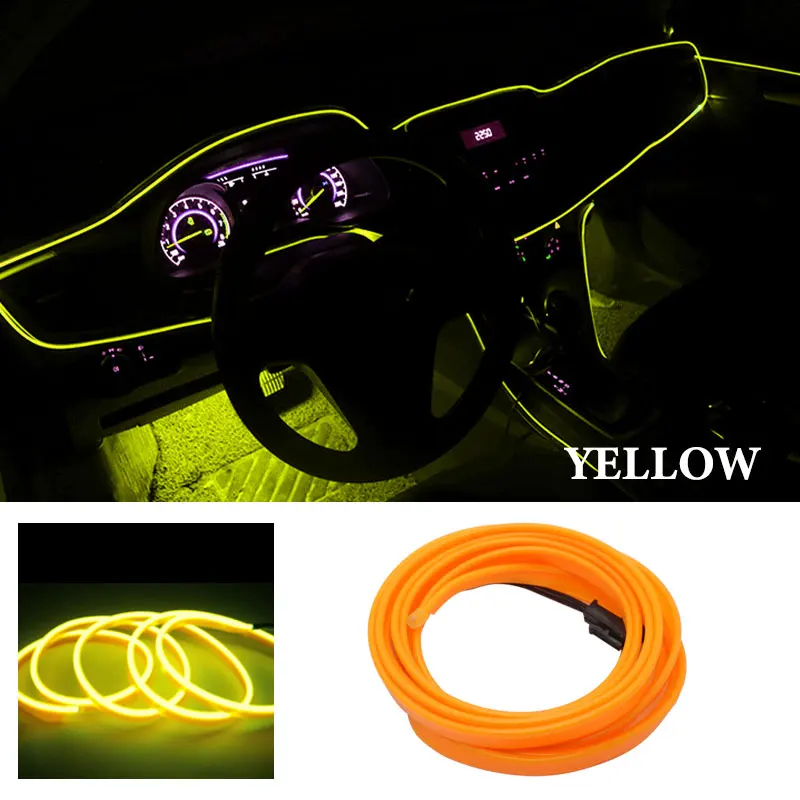 ตัวเลือกสินค้า 1 M/2 M/3 M/5 M ภายในรถ LED โคมไฟตกแต่ง EL สายไฟนีออนสําหรับ Auto DIY ยืดหยุ่น Ambient Light PARTY บรรยากาศไดโอด USB