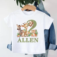 Personalized Birthday Shirt 1-9 Years Shirt Wild Tee Boys Jungle Party T-shirt Safari Animal with Name Clothes Kids Gifts Tops 1