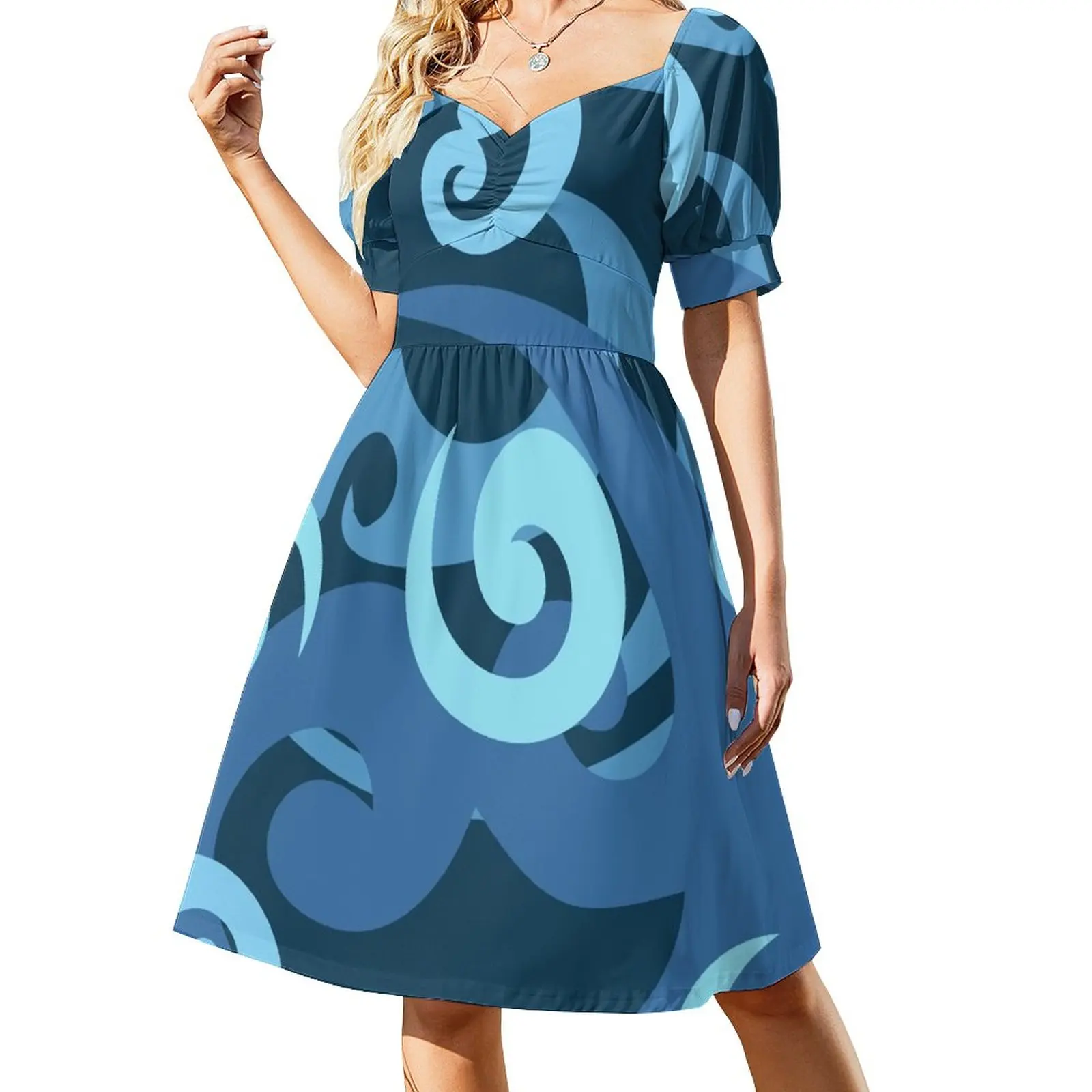 thumbnail image 1 of Vestido azul de diseño Koru, traje de verano para mujer, vestidos de lujo, 1 of 7