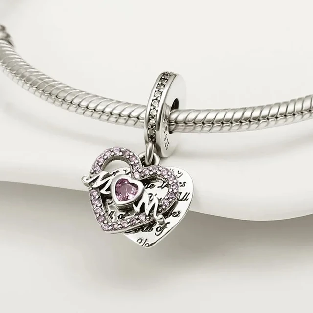 Pink Murano Heart Charm Bead 2