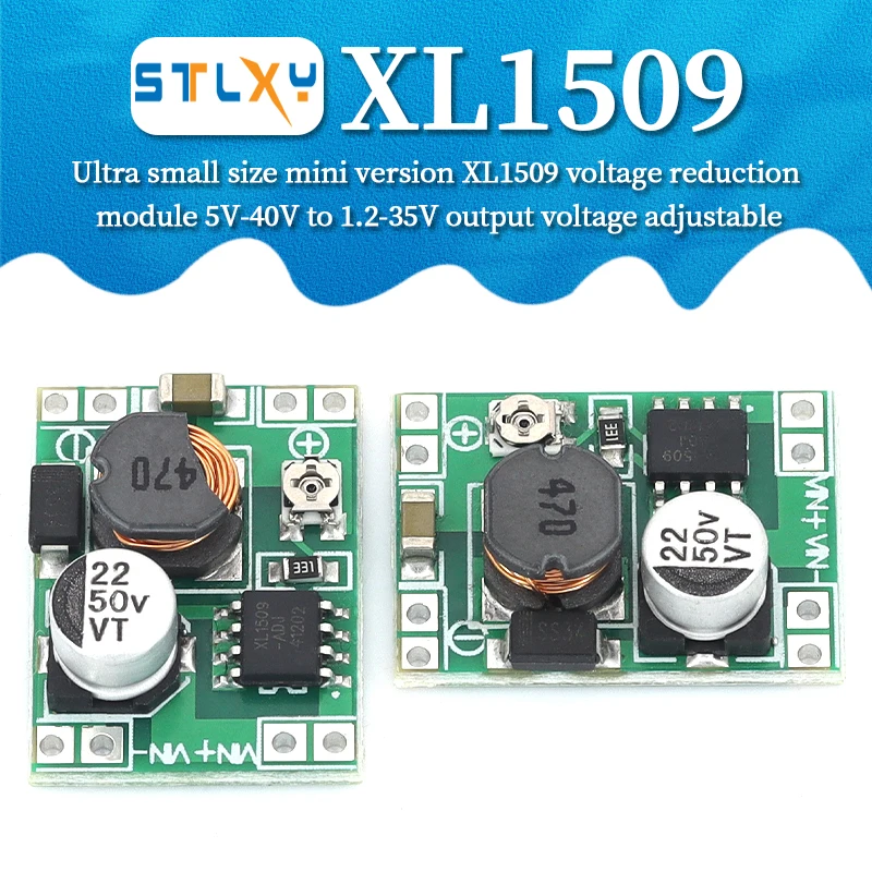 Stlxy XL1509 전압 감소 모듈 DC 5V-40V에서 1.2-35V 출력 전압 조절 가능한 미니 버전