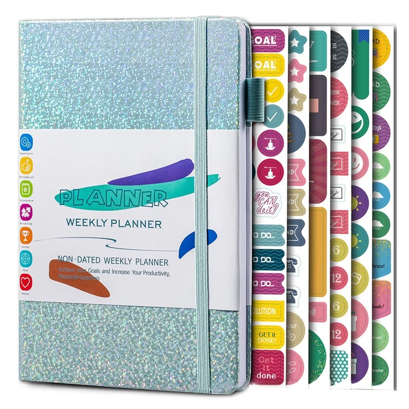 

A5 Notebook Paper Diary Notebook With Elastic Strap And Journal Stickers Durable Approx. 21 X 14.5Cm