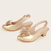 2025 New Girls' Princess Shoes Fashion Pointed-toe Rhinestone Butterfly Children's High Heels Girls' Sandals for Ages 7-12T 4