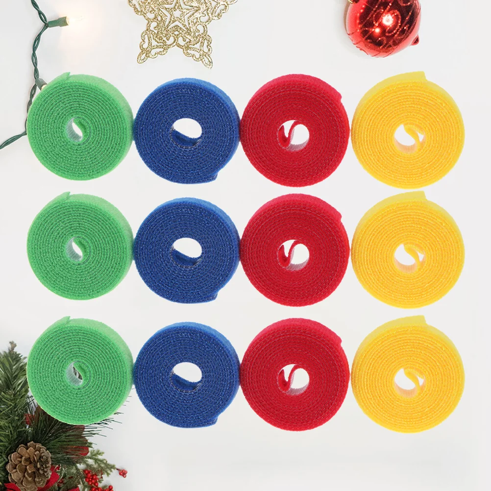 

12 Pcs Wire Cord Straps Nylon Cable Ties Cords Management Fastening Tape Organizer