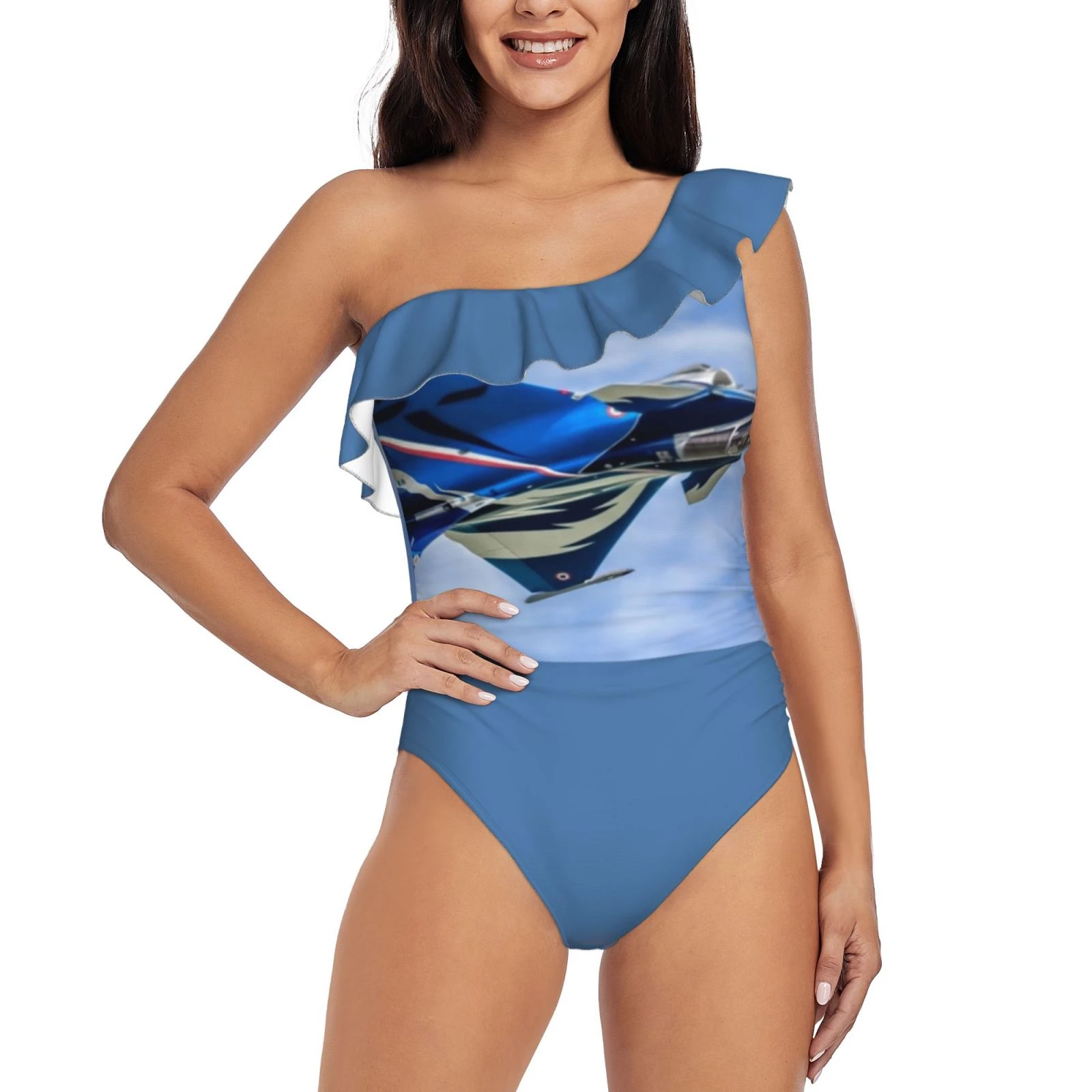 Dassault Rafale C 133 4 Gl Inverted One Shoulder Ruffle Swimsuits Bodysuit One Piece Swimwear Women New Female Beach Swimsuit Aliexpress