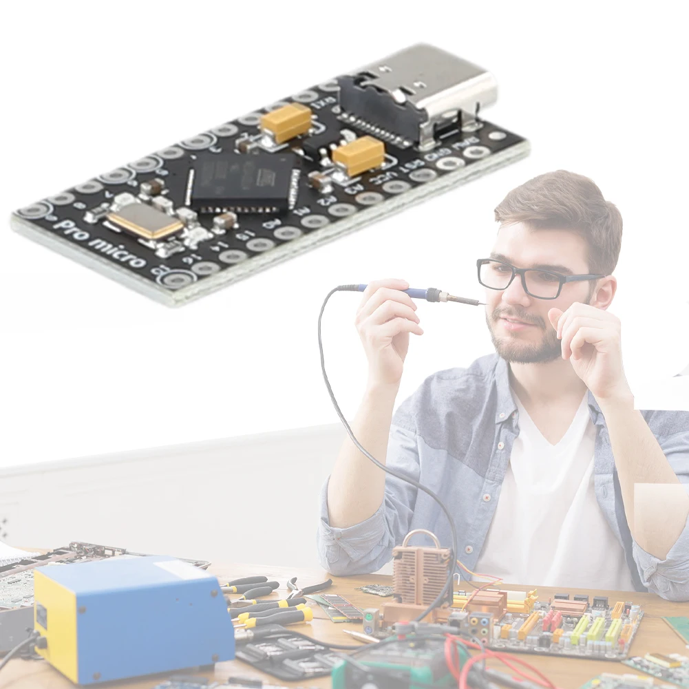 ATmega32U4 마이크로 USB/타입-C 프로 마이크로 보드(2열 핀 헤더 포함) 프로 마이크로 모듈 TYPE-C USB 보드 16MHz 레오나르도 USB 보드용