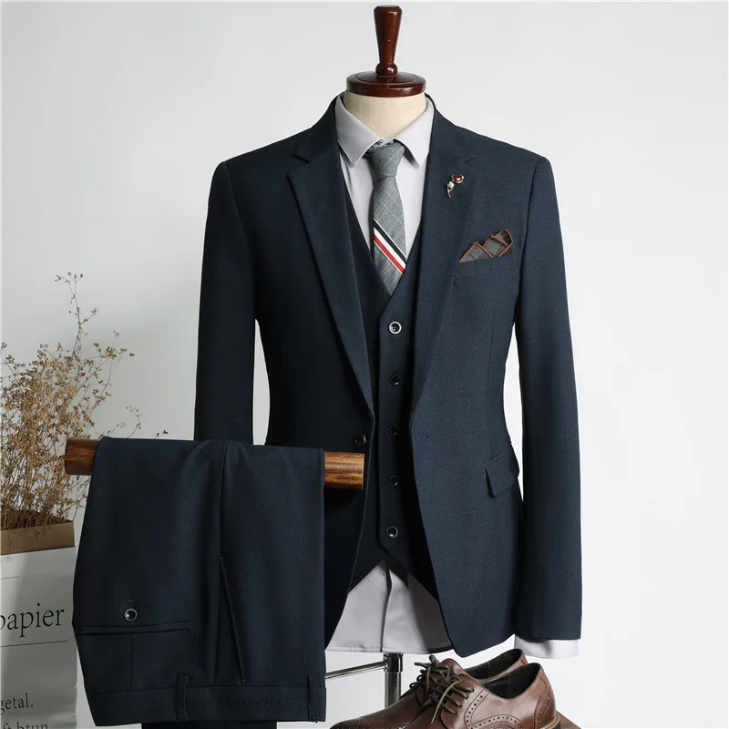 

(Blazer+Vest+Pant) Black Mens Slim Fit Suits Men 3 Piece Formal Wedding Shawl Lapel Casual Tuxedos for Prom Groomsmen Suits 4XL