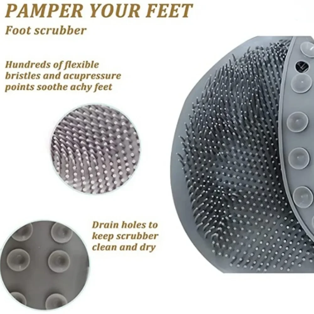 Shower Foot Back Scrubber Silicone Bath Massage Pad Bath Massage Cushion Brush Suction Cups Wash Foot Mat Exfoliating Brush