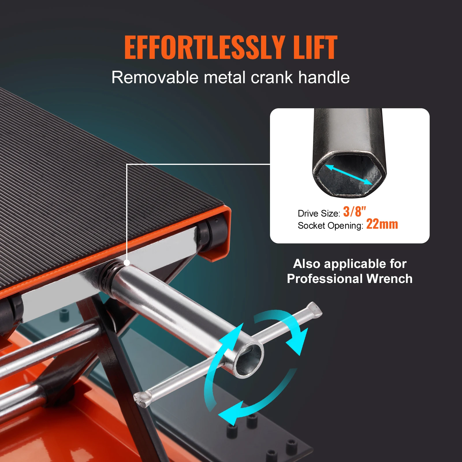 Motorcycle Scissor Lift Jack with Dolly and Hand Crank