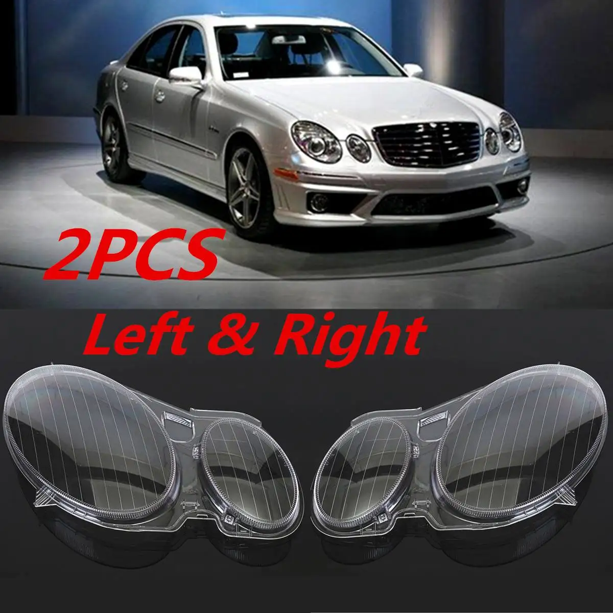WOVELOT Car Headlight Lens Glass Lampshade Fog Lamp Cover Headlight Cover For Mercedes E Class W211 2002-2008 E320 E350 E280 E300 E5 