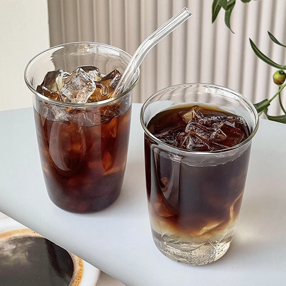 Glass Milk Cup Ins Style Tea Juice Milk Coffee Mug Home Water Glasses High Borosilicate Glasses Glass Cup Heat Resistant Coffee Glass Cup Heat Resistant Glass Cup Glass Water Cup Mason Jars Coffee Mug