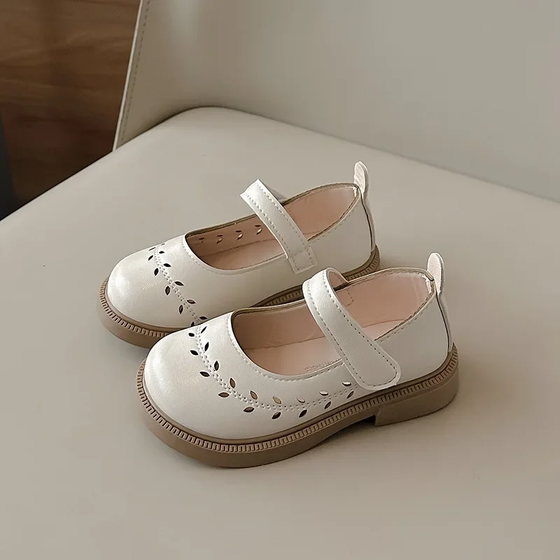 Girls' Leather Shoes Spring and Autumn New Breathable Girl Mary Jane Princess Shoes Black Performance Dance