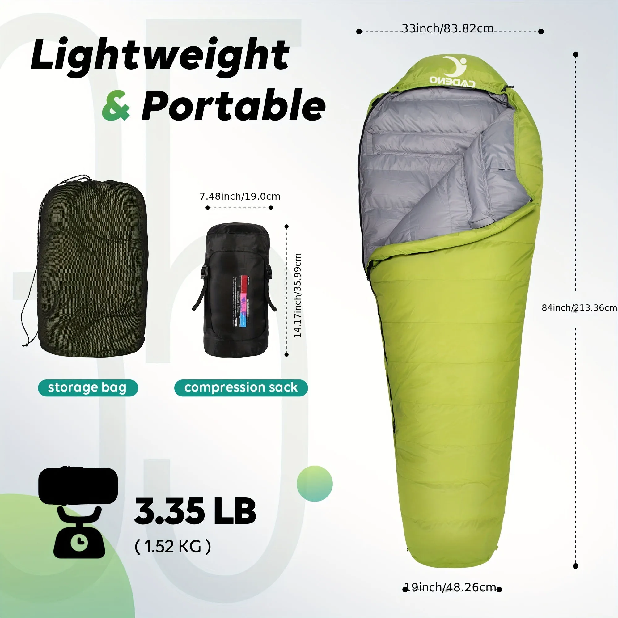 Mummy Style Down Sleeping Bag Ultra-light Outdoor Goose Down Waterproof Winter Warm Portable Travel Hiking Camping Sleeping Bag