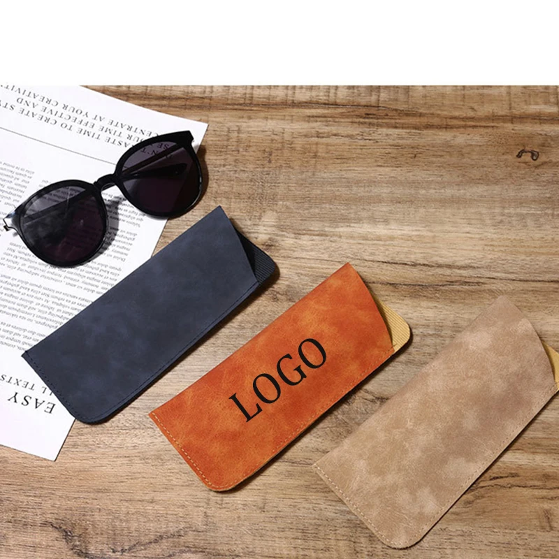 

10 Pcs Custom Logo Soft leather Glasses Bag Protective Case Cover Women Men Portable Sunglasses Case Eyeglasses Storage Bag