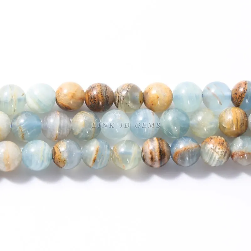 Natural Stone Blue Calcite Beads Round Loose Spacer Charm Gemstone For Jewelry Making Diy Bracelet Necklace Accessories 15