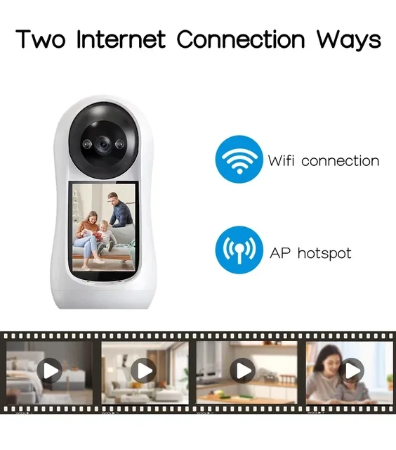 8MP Surveillance IP Camera 2.8 Inch Wifi Vedio IPS Screen Sound Detection HD Smart Home PTZ Cam Baby Monitor Security Protection 6