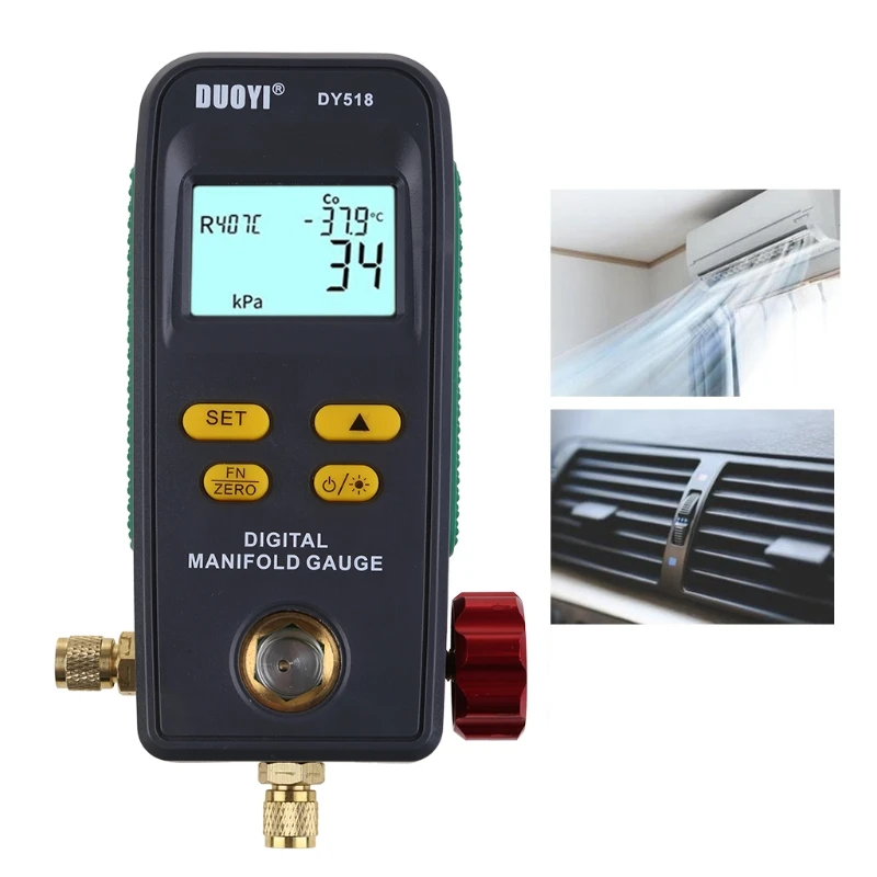 

Refrigeration Digital Manifold Gauge Meter HVAC Vacuum Pressure Temperature Tester Maintaining Air-Conditioner DY518 W3JD