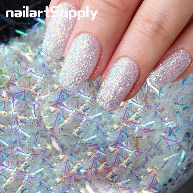 White Pearl Chrome Nail Powder Mirror Effect Aurora Magic - Temu