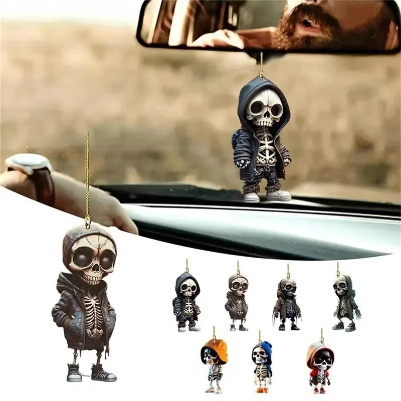 

Skull Car Pendant Figure Creative Halloween Ornament Acrylic Flat Pendant Collect Boy Toys Figure
