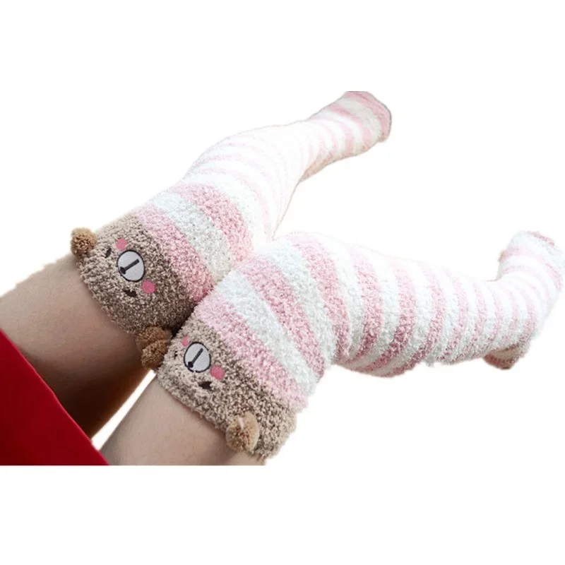 Japanischen Mori Mädchen Tier Modellierung Knie Socken Gestreiften Niedliche Kompression Herbst Winter Warme Socken Kawaii Gemütliche Lange Oberschenkel Hohe Socken