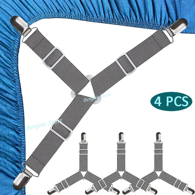 Bed Sheet Fasteners Adjustable Triangle Elastic Suspenders Gripper Holder Straps  Clip for Bed Sheets Mattress Cover