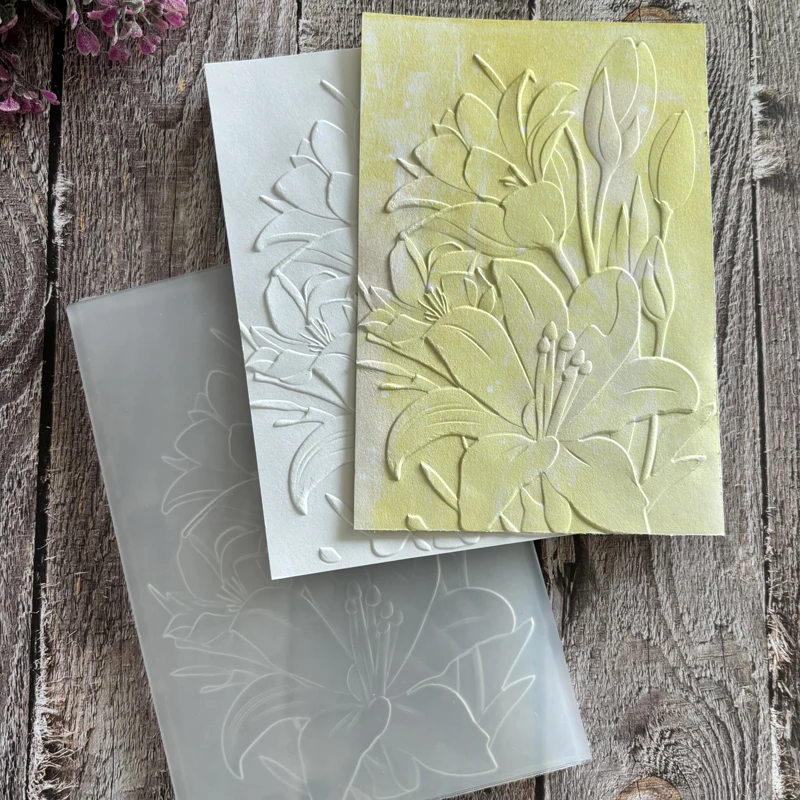 Plastic Embossing Folder Embossing Folder New Beautiful Lily Flower 3d Relief Plastic Embossing Folder And Mold For Card Making Scrapbook Paper Diy Decorative Products